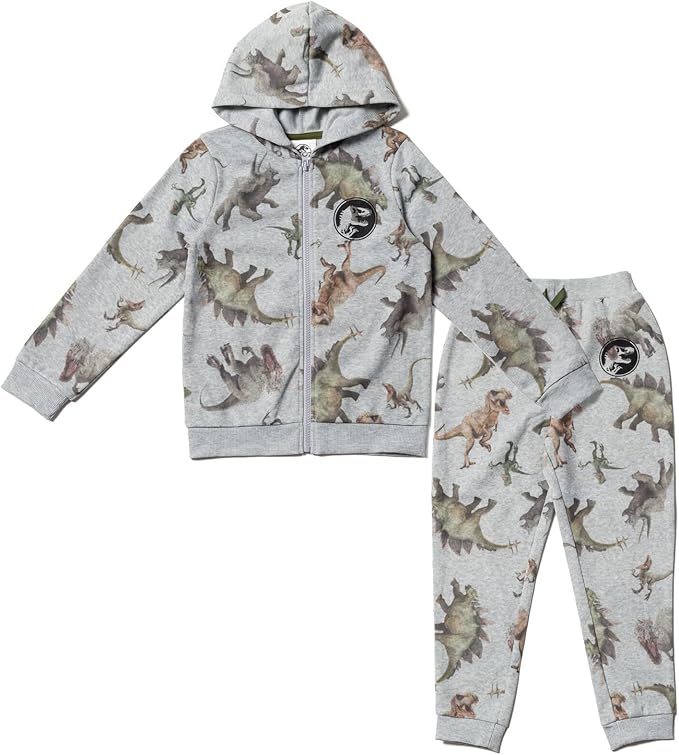 Jurassic World Dinosaur T-Rex - Conjunto de sudadera con capucha y cremallera de forro polar