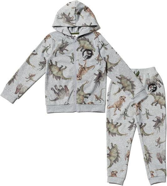 Jurassic World Dinosaur T-Rex - Conjunto de sudadera con capucha y cremallera de forro polar