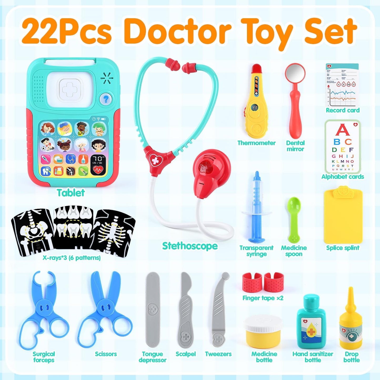 Kit médico para niños con tableta de aprendizaje