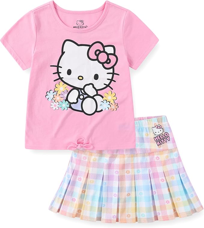 Hello Kitty Sanrio - Camiseta de manga corta y falda plisada