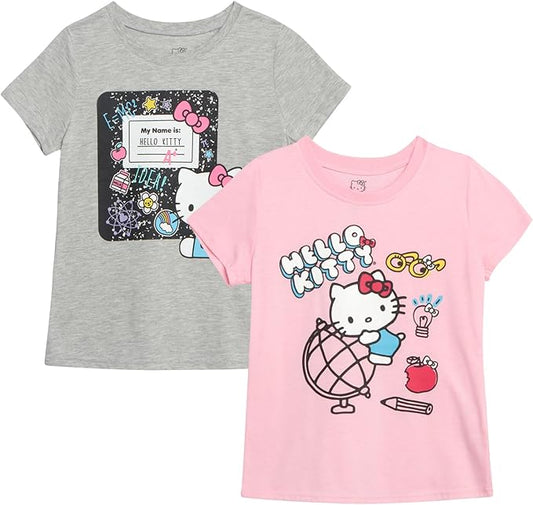 Hello Kitty Camiseta para niña, paquete de 2 camisetas gráficas