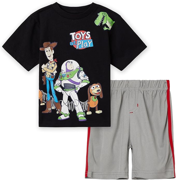Disney Pixar Toy Story Woody Buzz Lightyear Bo Peep Rex - Conjunto de camiseta atlética y pantalones cortos
