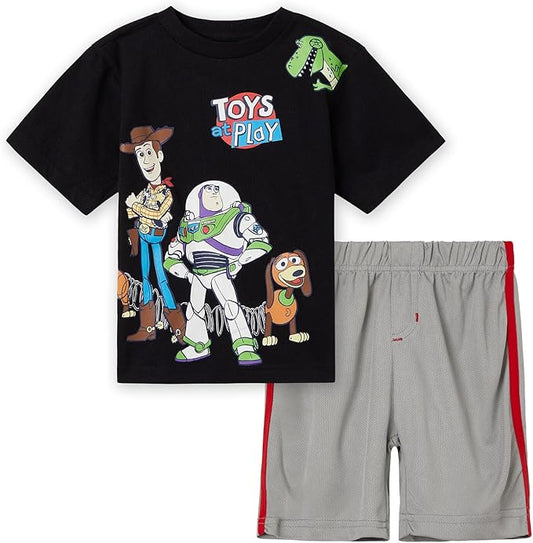 Disney Pixar Toy Story Woody Buzz Lightyear Bo Peep Rex - Conjunto de camiseta atlética y pantalones cortos