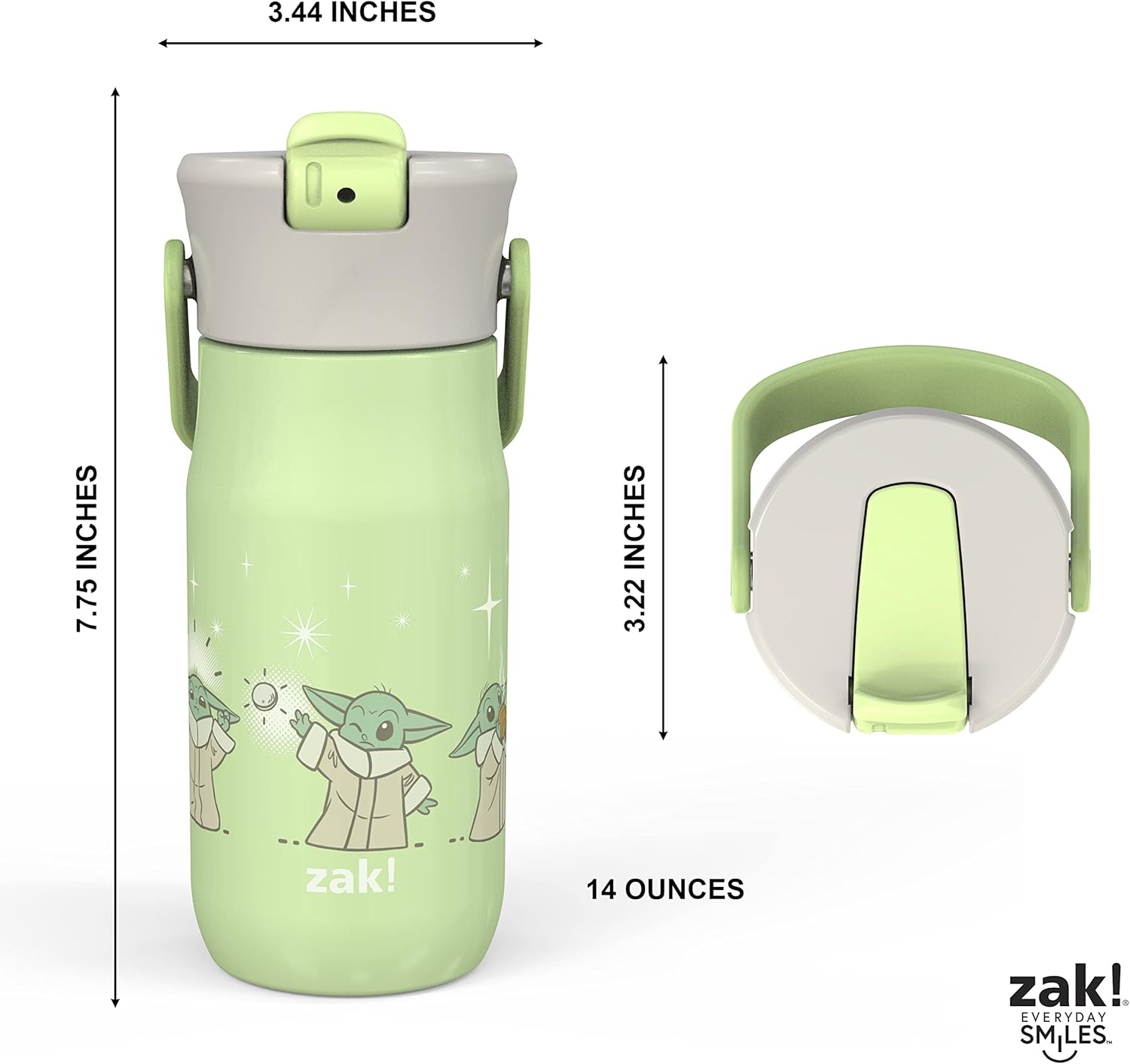 Zak Designs Botella de agua de acero inoxidable