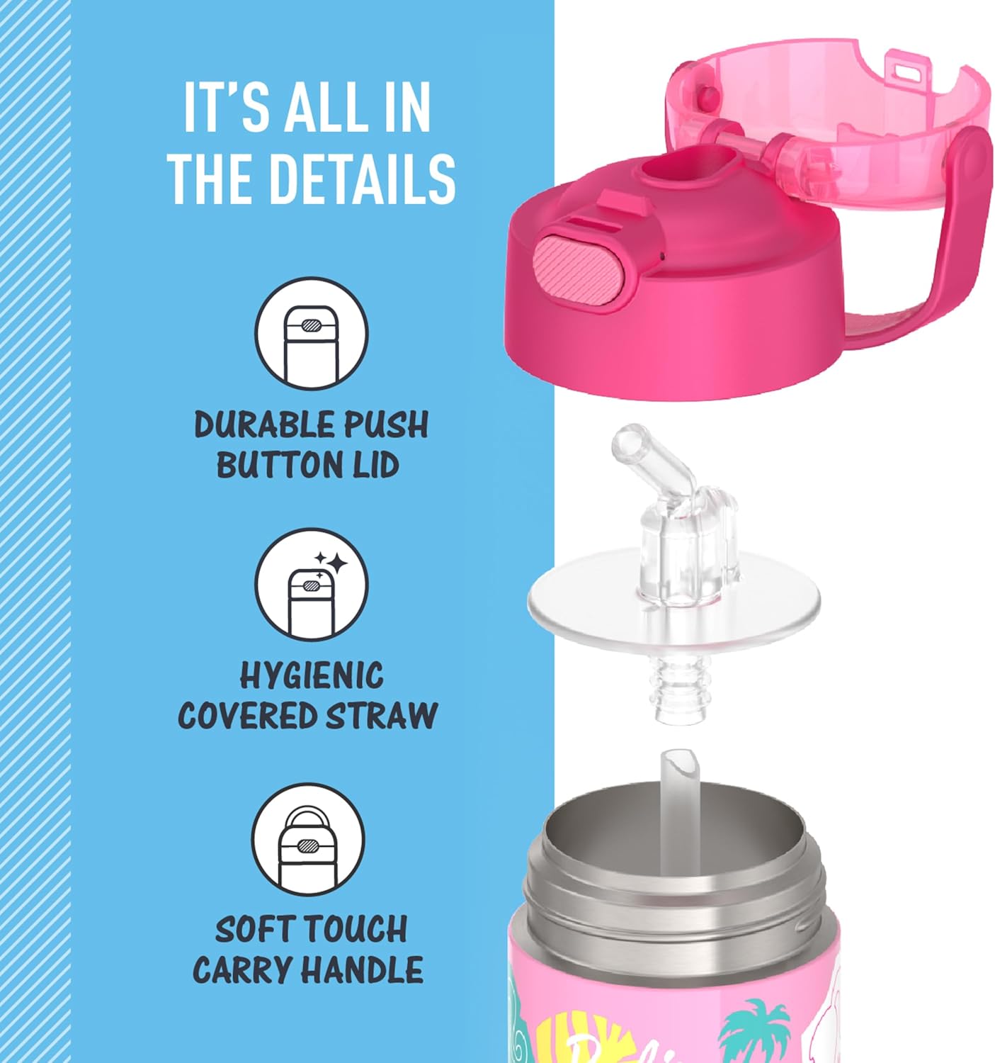 THERMOS FUNTAINER - Botella de agua Barbie de acero inoxidable