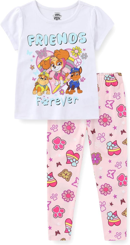 Paw Patrol Nickelodeon Skye - Conjunto de 2 piezas de camiseta de manga corta y pantalones de leggings