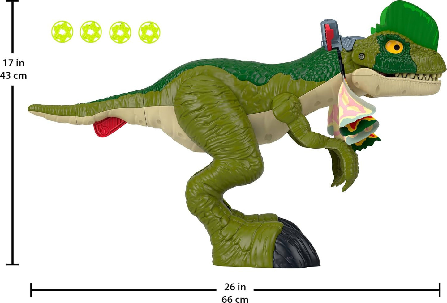 Fisher-Price Imaginext Jurassic World - Juguete de dinosaurio Thrash Attack Dilophosaurus de más de 16 pulgadas con luces y sonidos