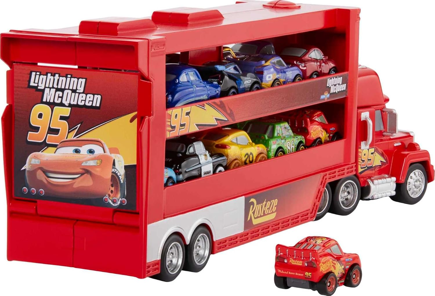 Mattel Disney and Pixar Cars Mack Mini Racers Hauler y 1 mini auto de SeforaCR