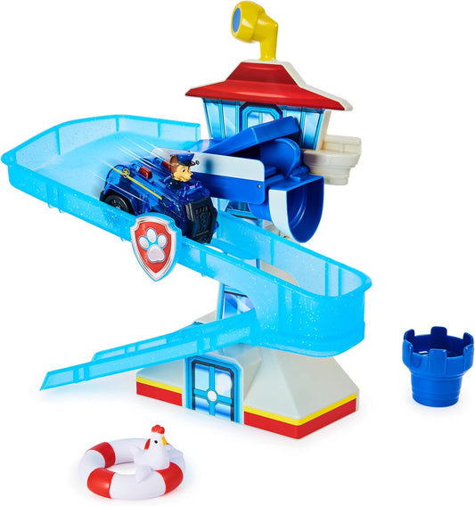 PAW Patrol, Adventure Bay - Juego de baño con vehículo de persecución iluminado
