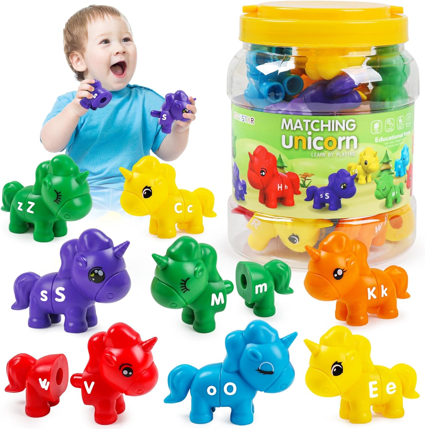 Matching Letters Counting Dinosaur Toys with Double-Sided ABC Alphabet Preschool Learning Uppercase Lowercase Sensory Sorting Educational Montessori Toy Sets for Kids Toddler Aged 3+ Years Old…