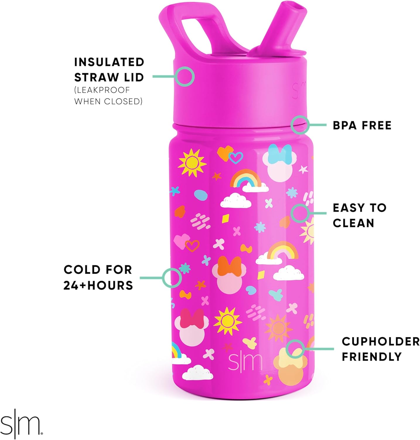 Simple Modern Botella de agua de Disney Minnie Mouse de acero inoxidable aislado