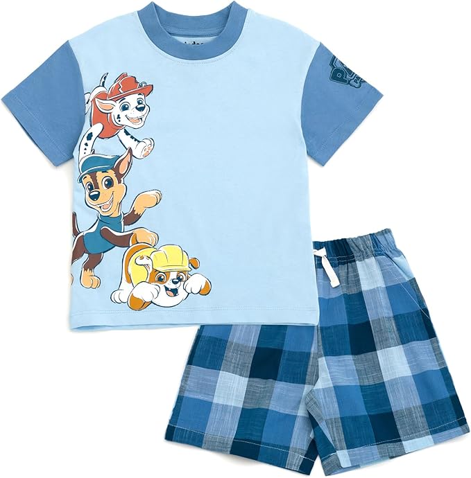 Paw Patrol Conjunto de camiseta y pantalones cortos a cuadros