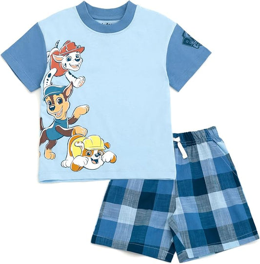 Paw Patrol Conjunto de camiseta y pantalones cortos a cuadros