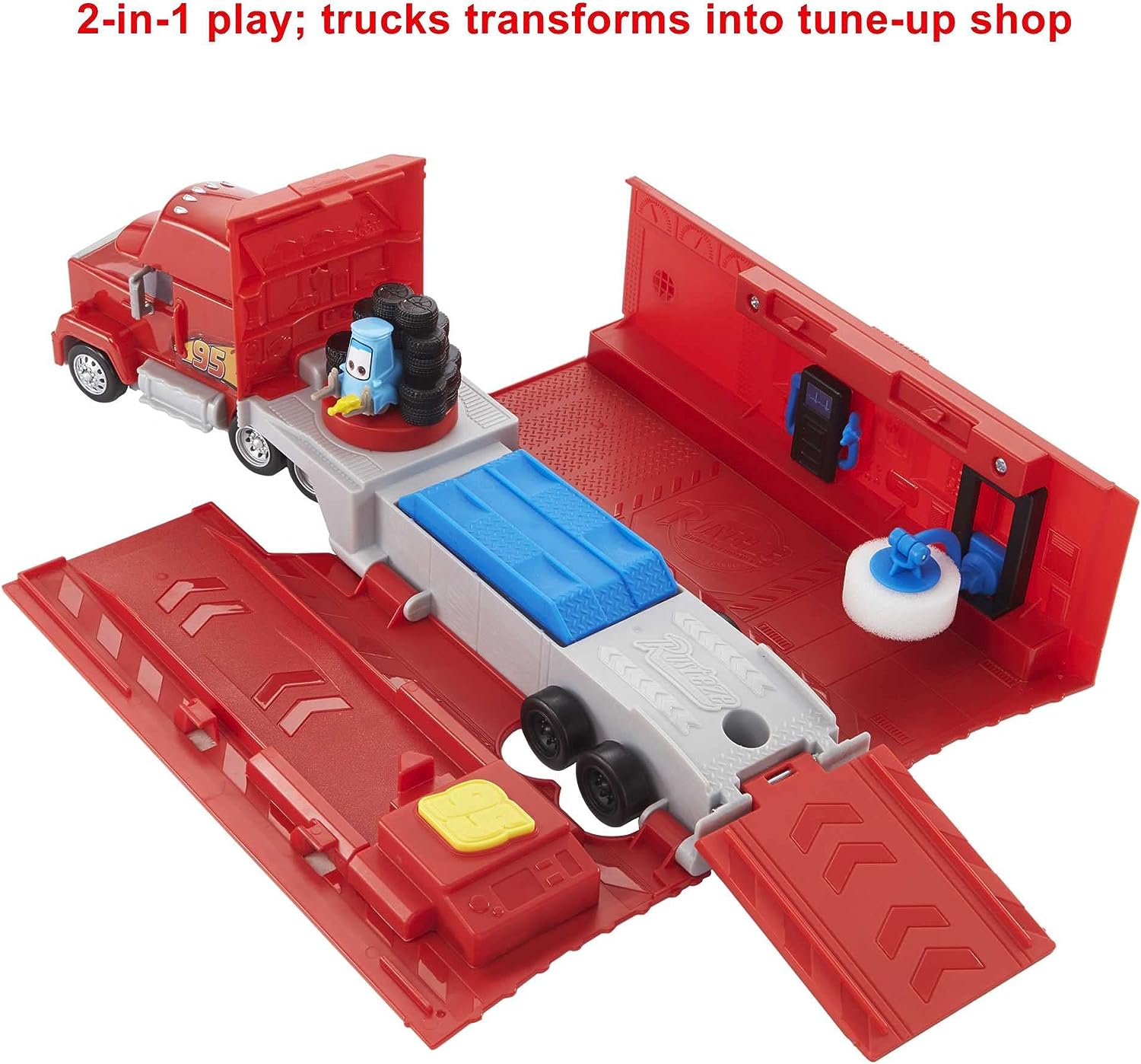 Mattel Disney y Pixar Cars Transforming Mack Playset, camión de juguete 2 en 1