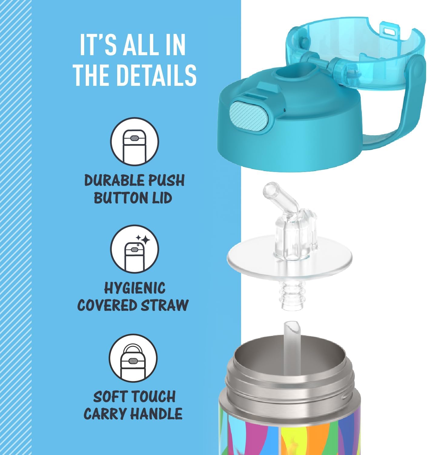 THERMOS FUNTAINER - Botella de agua de acero inoxidable Trolls 