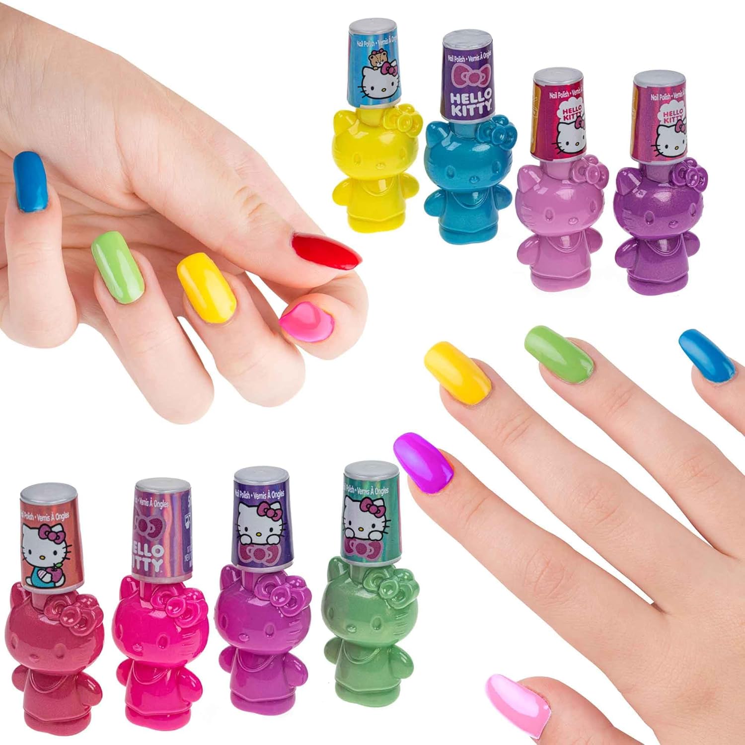 Hello Kitty and Friends - Juego de 8 esmaltes de uñas seguros a base de agua con secador de uñas