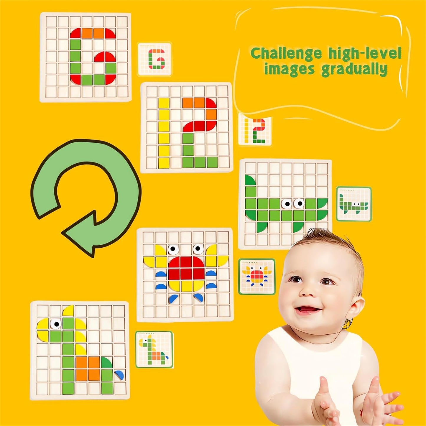 Rompecabezas de bloques de madera con forma de mosaico