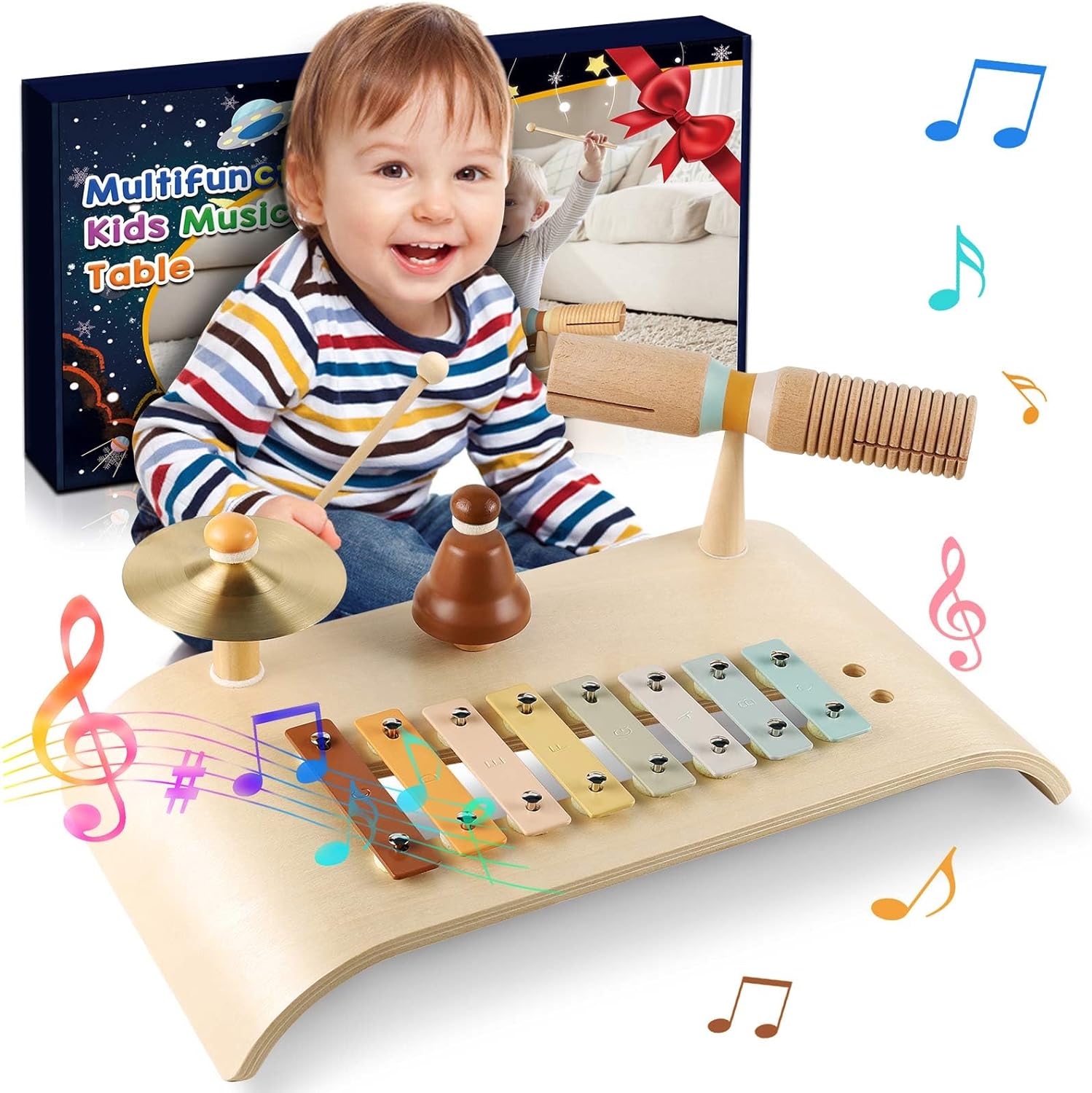 Toddler Musical Instruments International Natural Wooden Music Set for Toddlers and Kids - Eco Friendly Preschool Educational Musical Toys with Storage Bag