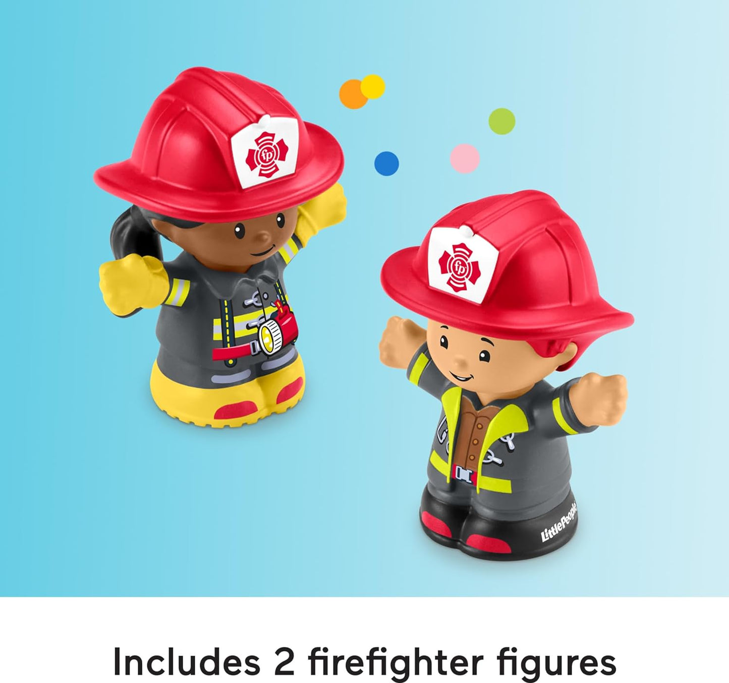 Fisher-Price Little People - Camión de bomberos de juguete musical con 2 figuras