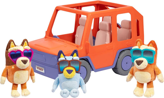 Bluey 3 peluches, 1 vehículo, 1 hoja de calcomanías
