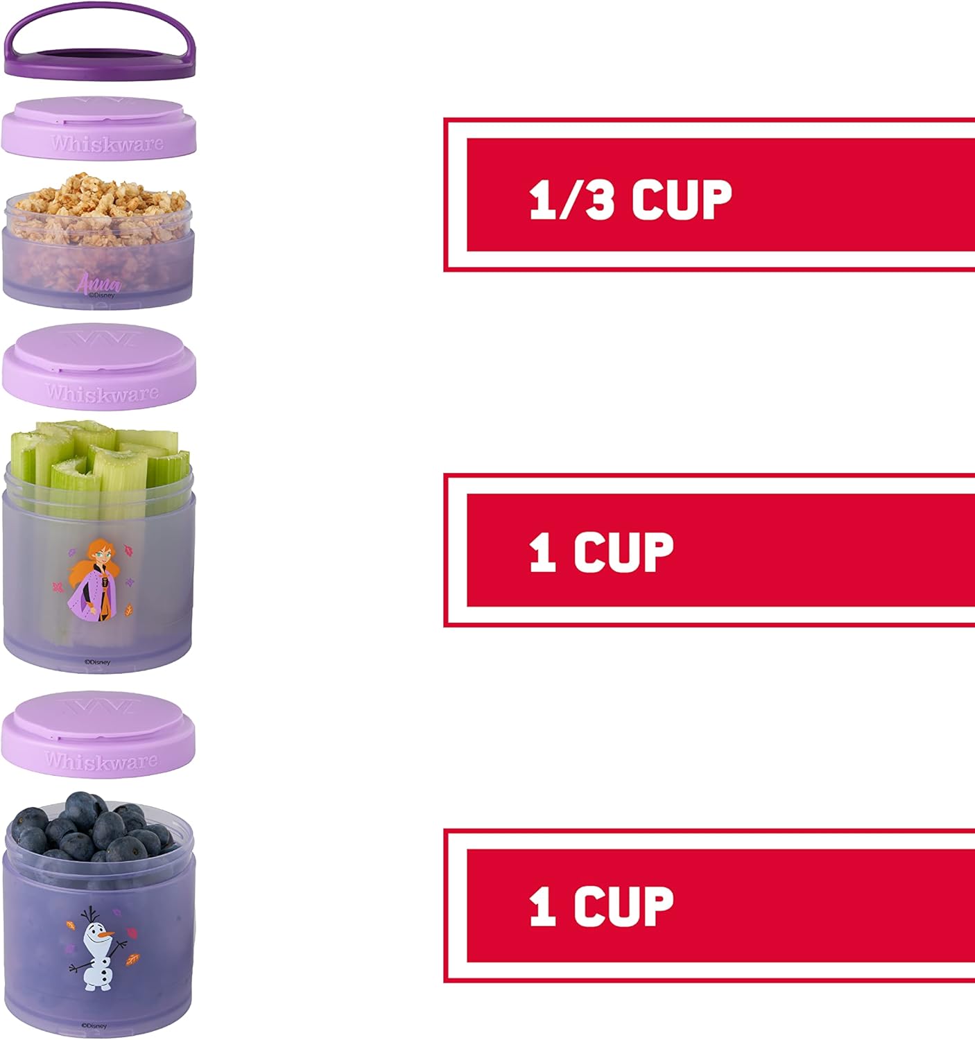 Whiskware Disney Princess Frozen, recipientes apilables para aperitivos