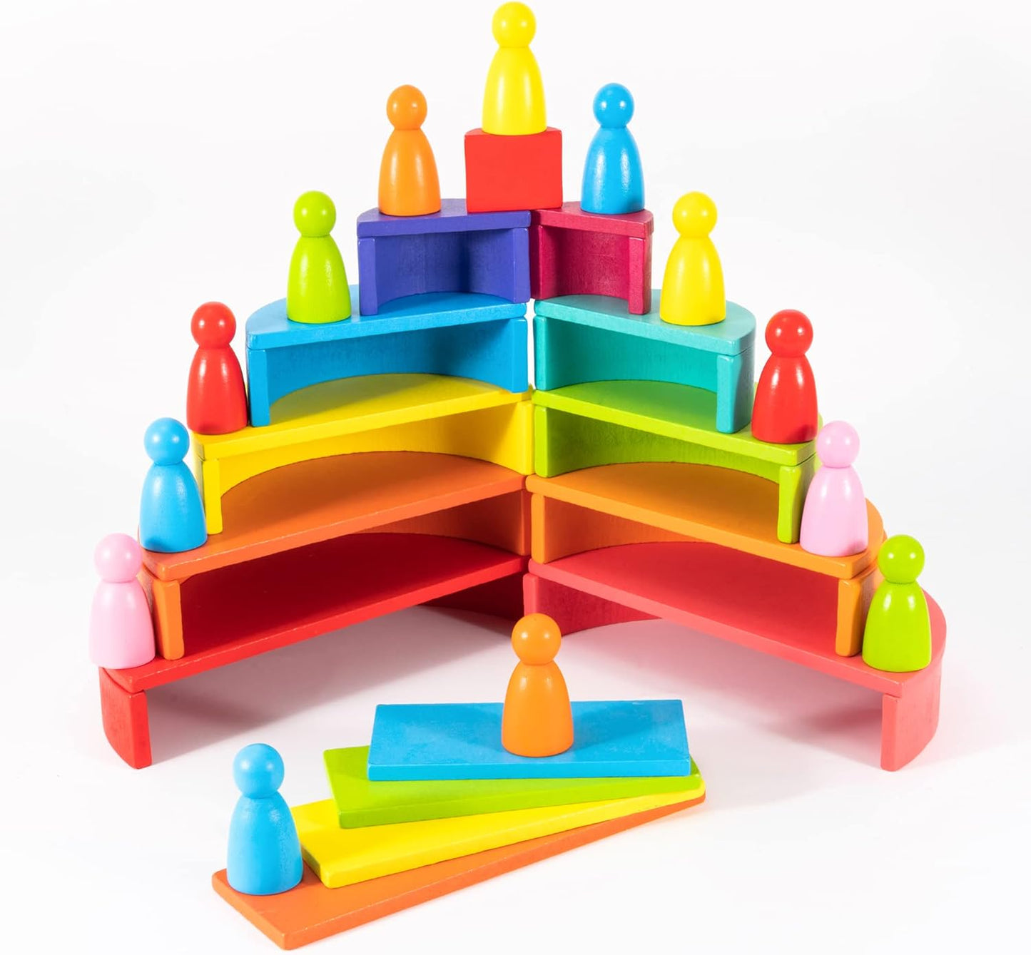 Juego de apilador de madera Rianbow 4 en 1 Montessori 