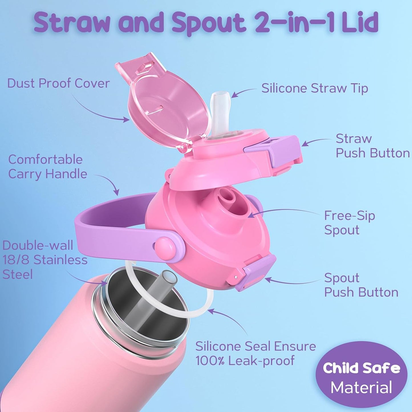 Pack Fimibuke 2 Botella de agua, acero inoxidable 18onz