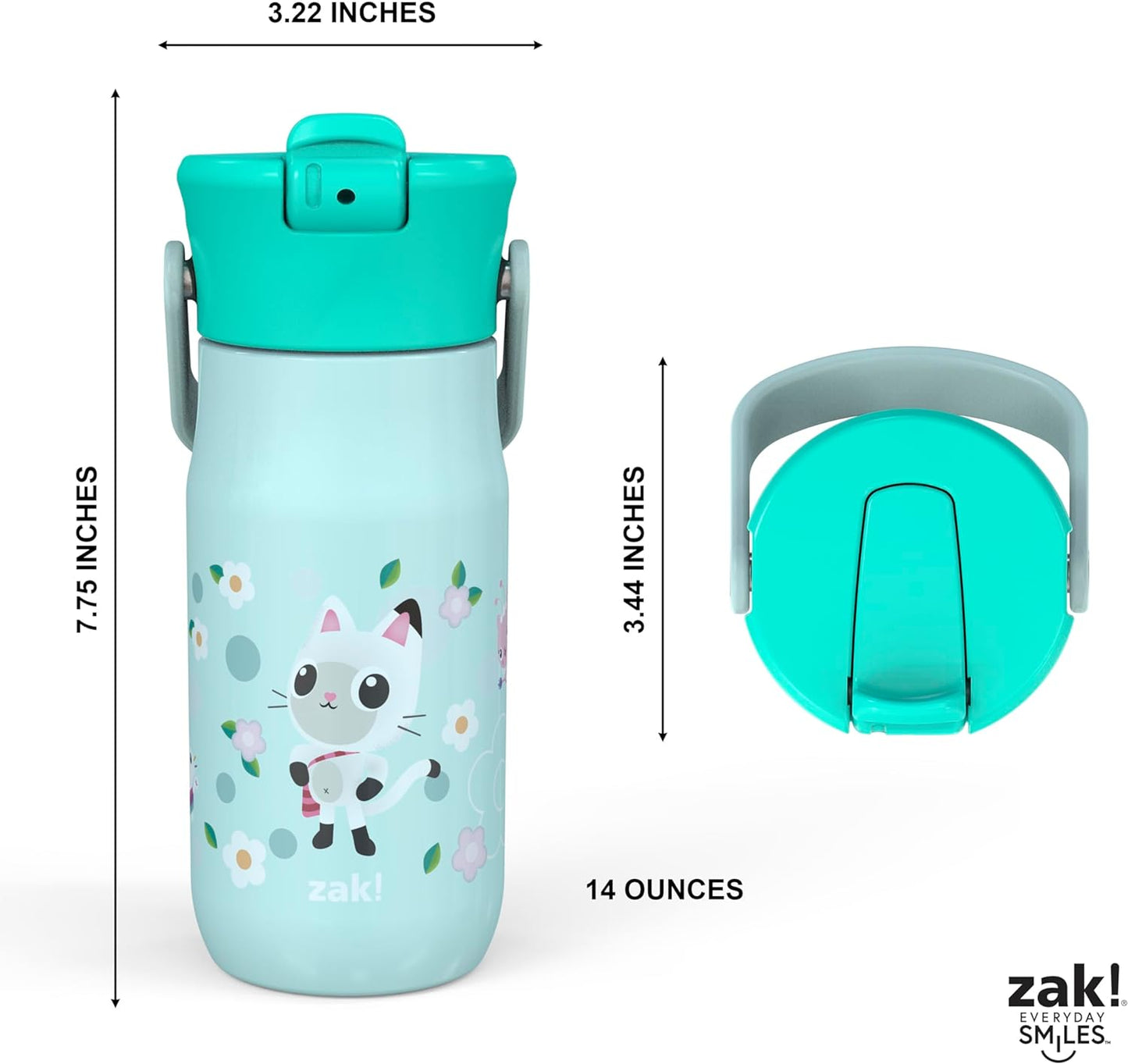 Zak Designs Botella de agua de acero inoxidable