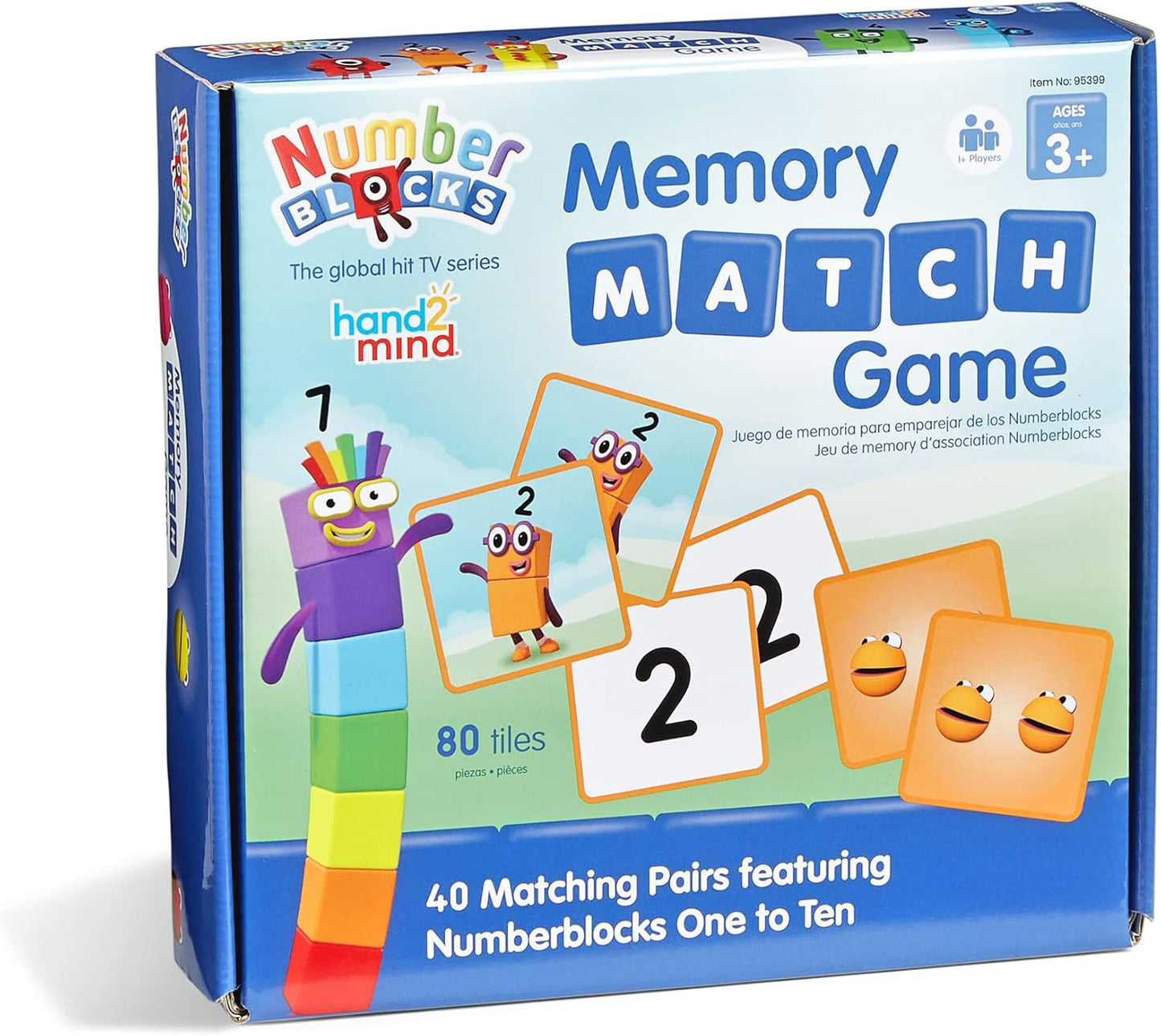 hand2mind Numberblocks - Juego de memoria de coincidencia, juego de tarjetas de memoria, juegos de juego para niños pequeños, juego de azulejos, juegos de matemáticas preescolares para niños de 3 a 5