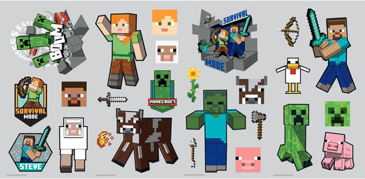 Calcomanías de pared para despegar y pegar de personajes de Minecraft