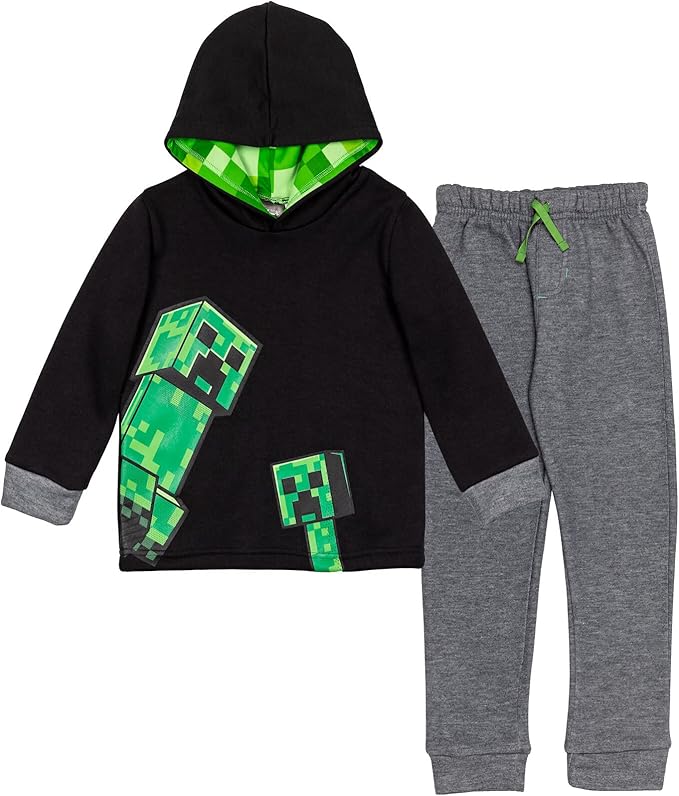 Minecraft Creeper - Conjunto de sudadera con capucha y pantalones