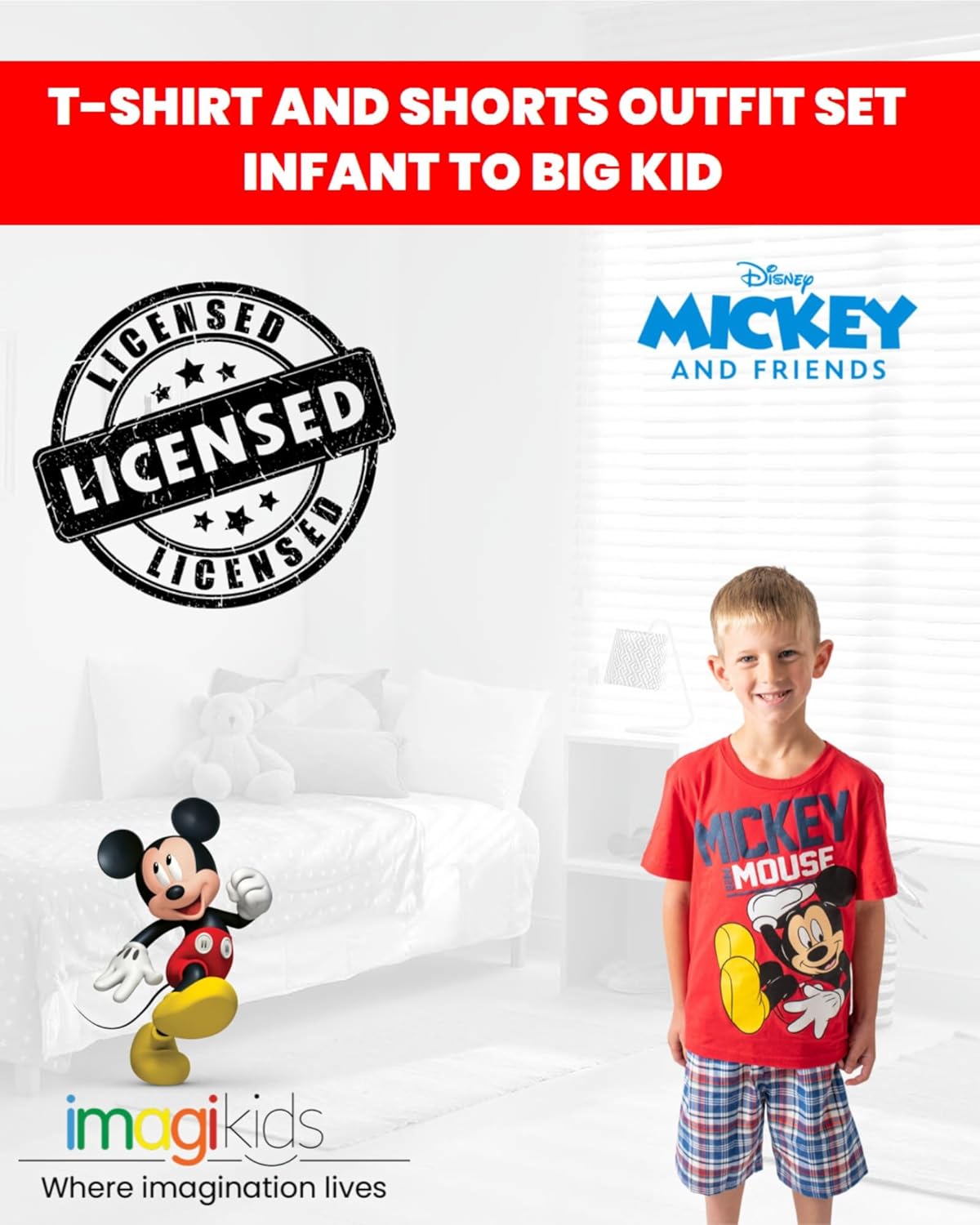 Disney Conjunto de camiseta y pantalones cortos de Mickey Mouse