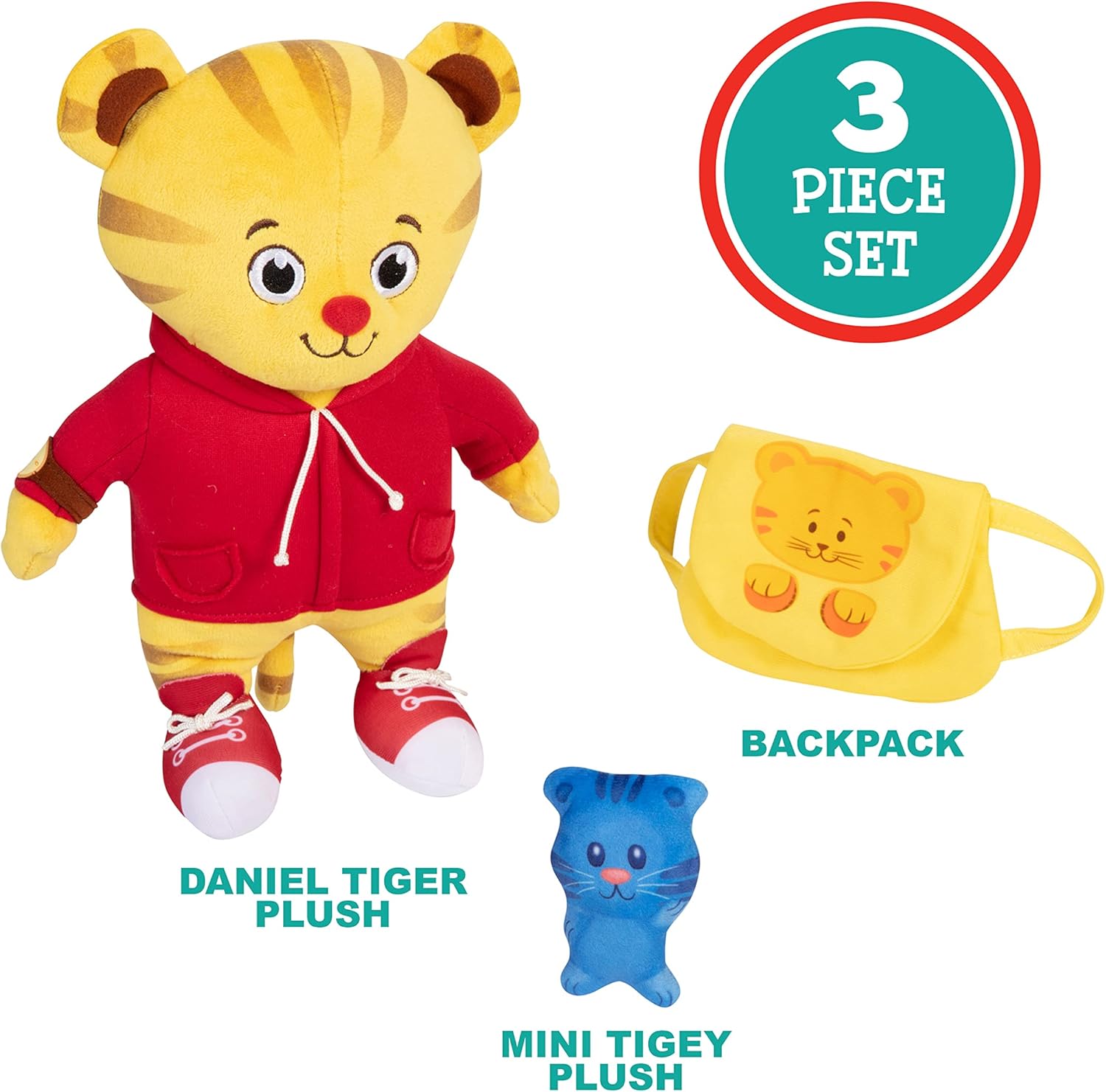 Daniel Tiger's Neighborhood Peluche de Daniel Tiger de regreso a la escuela con Tigey y mochila con música, sonidos y frases