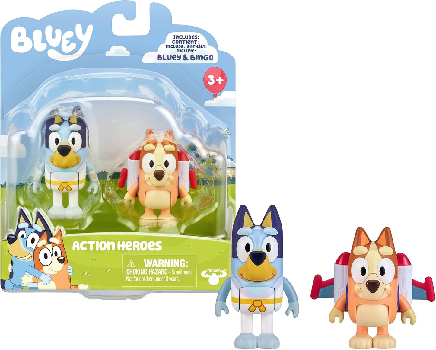 Bluey Figuras de 2 paquetes, héroes de acción