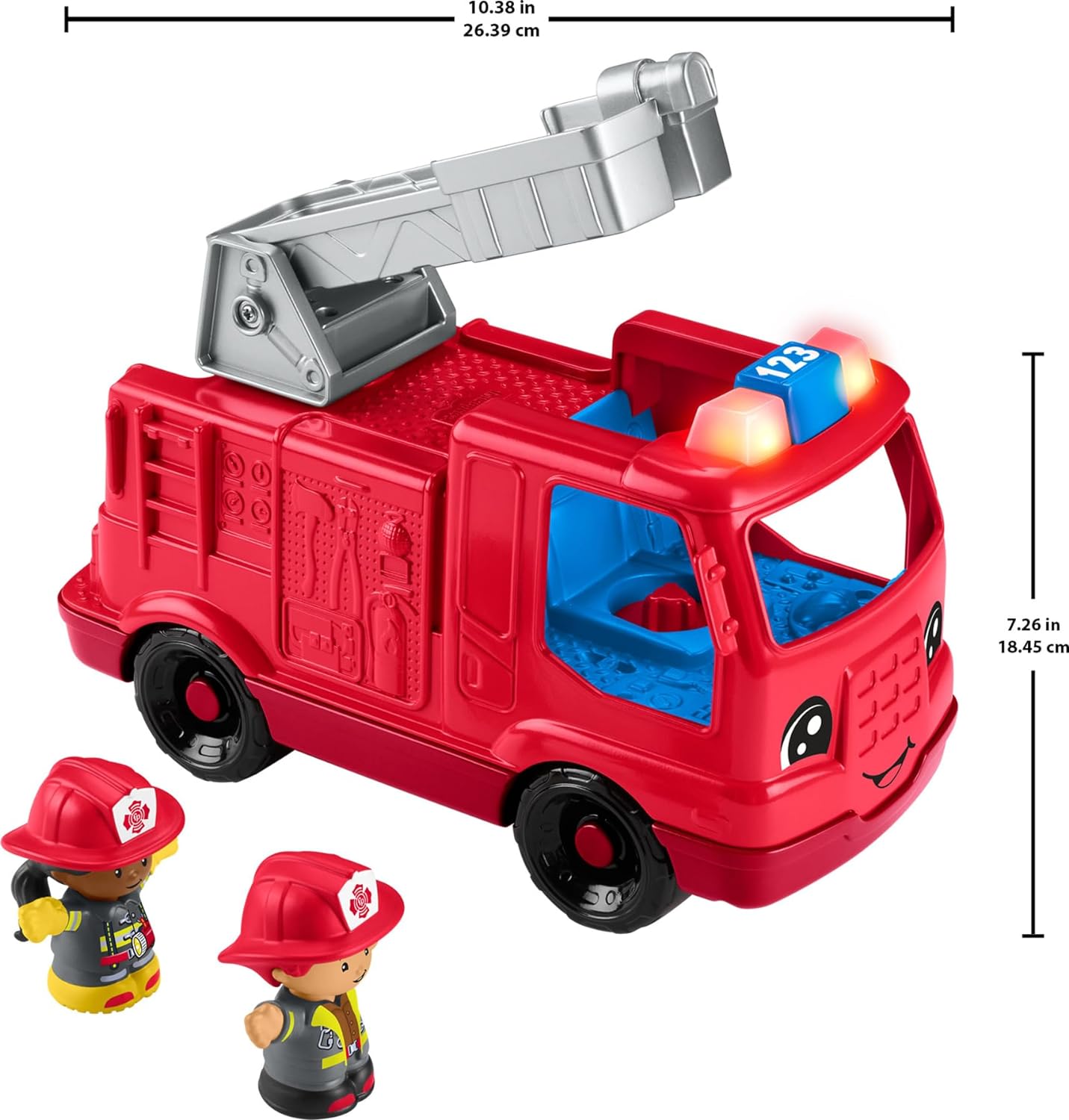 Fisher-Price Little People - Camión de bomberos de juguete musical con 2 figuras