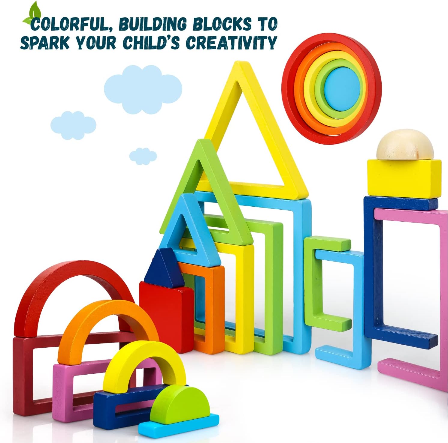 Juguete apilable de madera arco iris Montessori