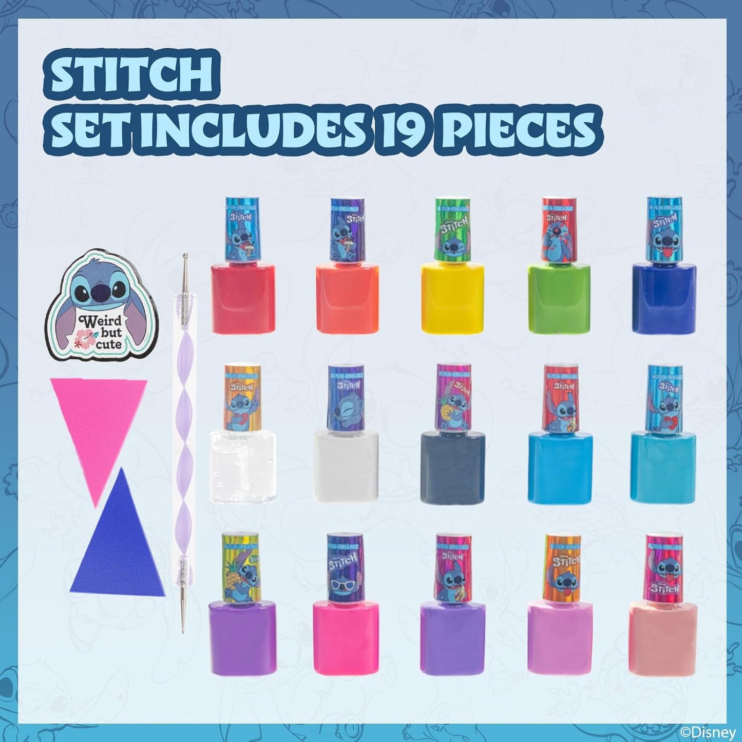 Disney Stitch esmalte de uñas, cepillo de uñas y limas de uñas
