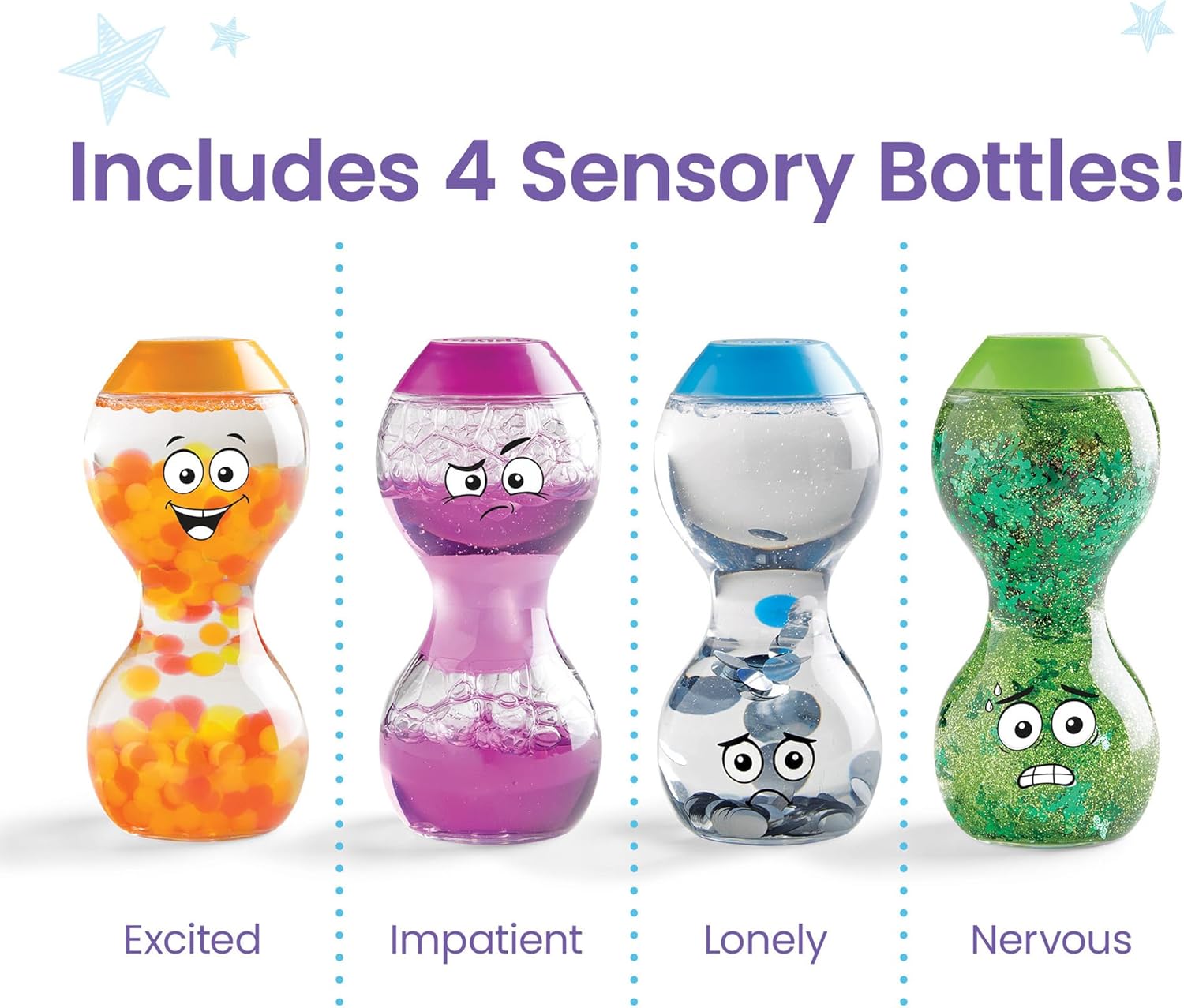 Expresa tus sentimientos - Botellas sensoriales - Emociones secundarias, juguetes sensoriales para niños pequeños, juguetes silenciosos para ansiedad