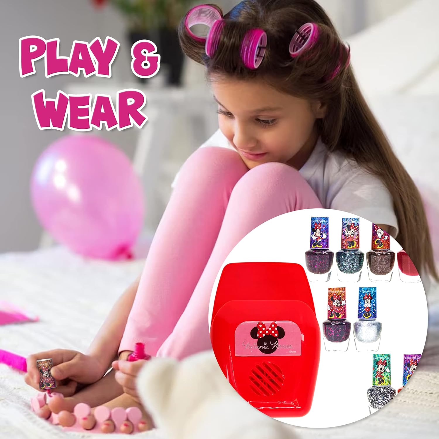 Juego de esmaltes de uñas seguros a base de agua de Minnie Mouse de Disney