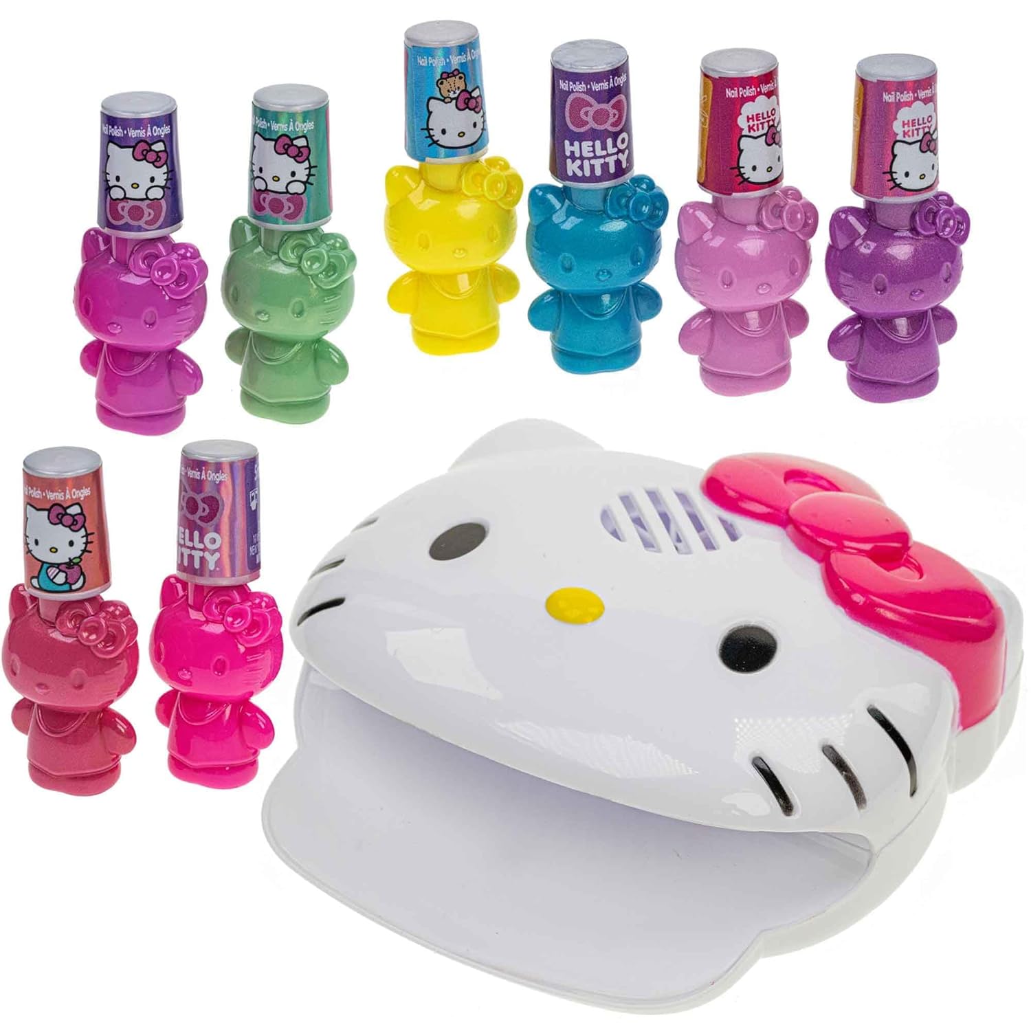 Hello Kitty and Friends - Juego de 8 esmaltes de uñas seguros a base de agua con secador de uñas