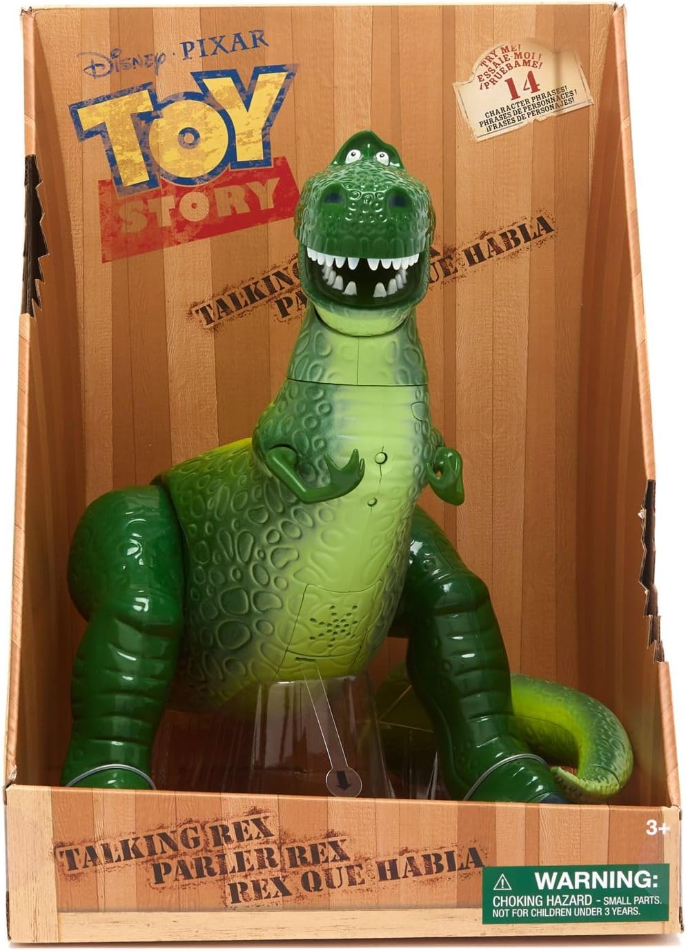 Disney Store Figura de acción interactiva oficial de Rex de Toy Story, cuenta con sonidos y frases