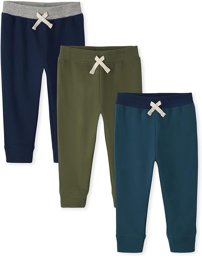 The Children's Place Paquete de 3 pantalones deportivos de forro polar