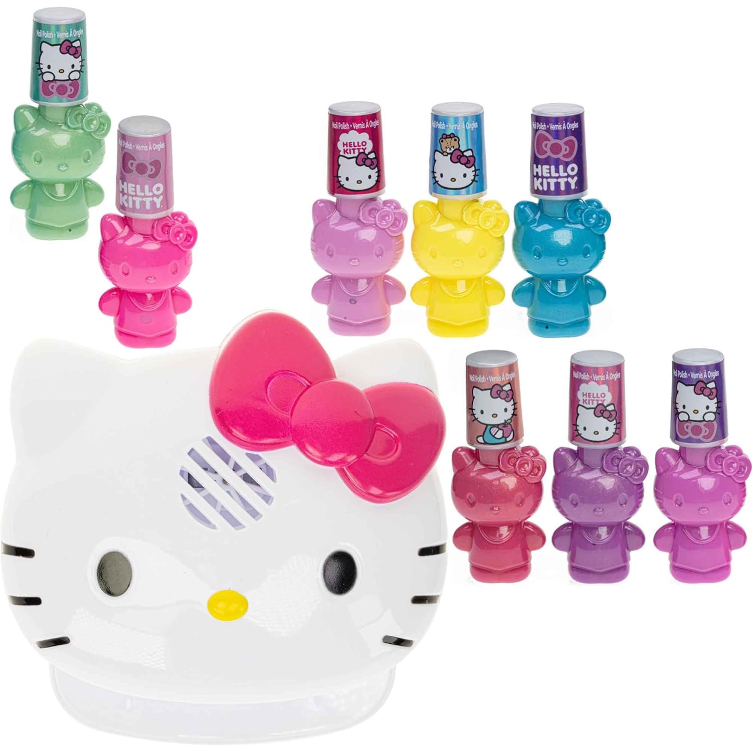 Hello Kitty and Friends - Juego de 8 esmaltes de uñas seguros a base de agua con secador de uñas