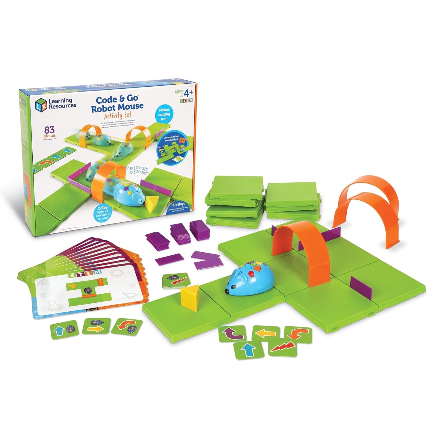 Juego de actividades de ratón robot Code & Go de Learning Resources - Kit de robótica para niños, codificación de mascotas