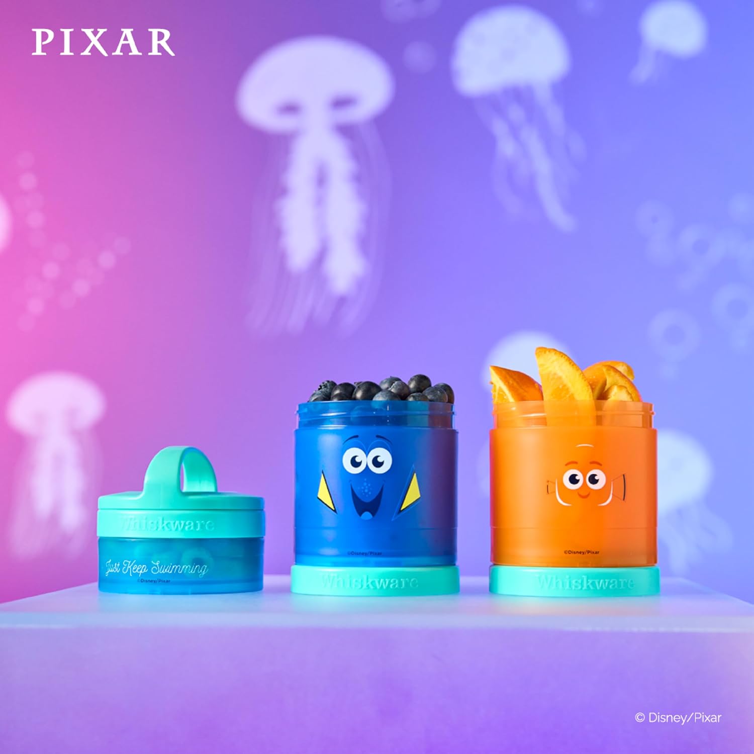 Whiskware Disney Pixar - Contenedores apilables para aperitivos Nemo con Nemo y Dory