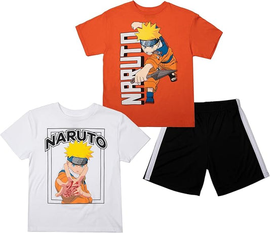 Naruto - Juego de 3 unidades dos camisetas y pantalones cortos