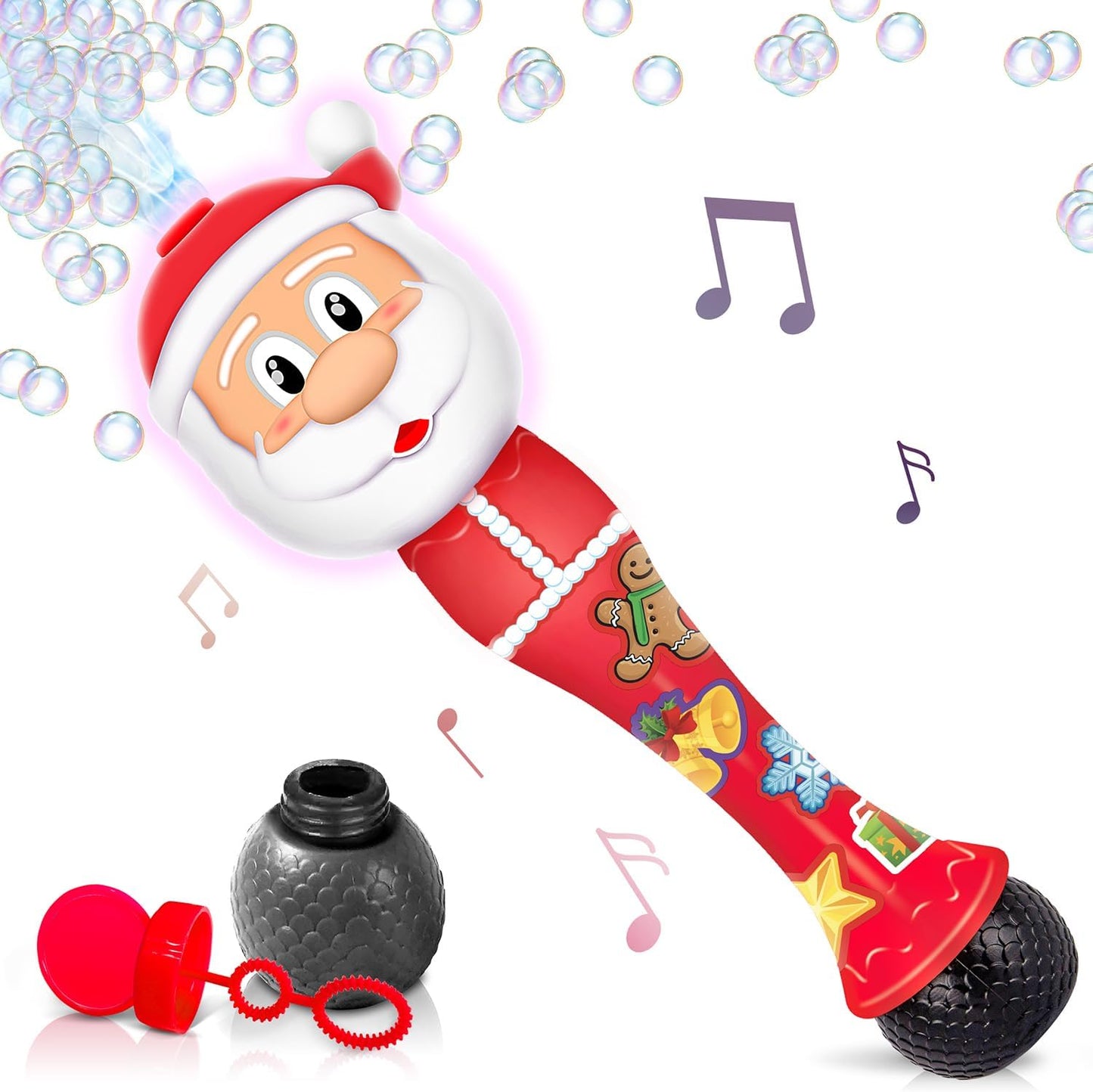 Varita de burbujas con luz de Papá Noel