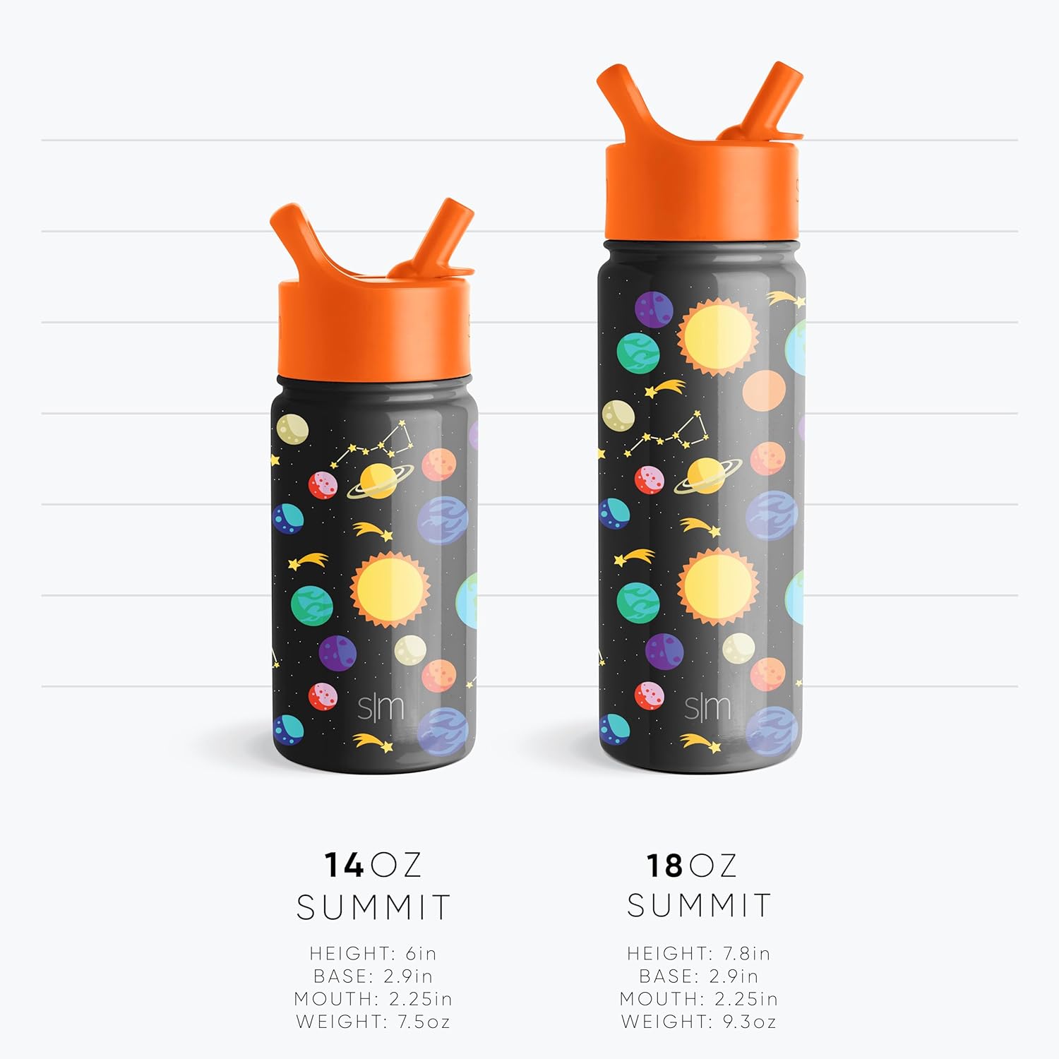 Simple Modern - Botella de agua infantil con tapa con pajilla, vaso térmico de acero inoxidable reutilizable para niños pequeños y niñas, colección Summit, 14 onzas