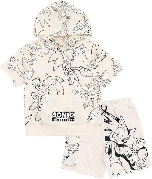 SEGA Sonic the Hedgehog - Conjunto de sudadera con capucha y pantalones cortos