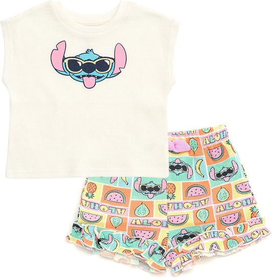 Disney Stitch - Conjunto de camiseta y pantalones cortos de punto